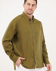 Linen Relaxed Fit Green Shirt