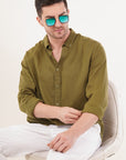 Linen Relaxed Fit Green Shirt