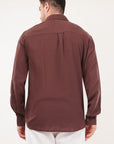 Linen Relaxed Fit Brown Full-Sleeve Shirt