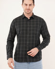 Slim Fit Dark Green Check Shirt