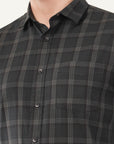 Slim Fit Dark Green Check Shirt