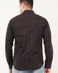 Slim Fit Brown Check Shirt