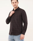 Slim Fit Brown Check Shirt