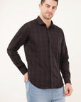 Slim Fit Brown Check Shirt