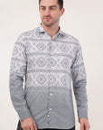 Glacier Gray Printed Tapered Fit Shirt