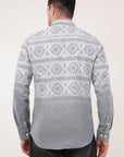 Glacier Gray Printed Tapered Fit Shirt