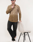 Brown Printed Tapered Fit Shirt