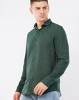 Tapered Fit Dark Green Full Sleeve Shirt