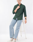 Tapered Fit Dark Green Full Sleeve Shirt
