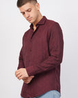 Tapered Fit Wine Red Full Sleeve Shirt