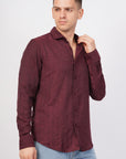 Tapered Fit Wine Red Full Sleeve Shirt