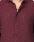 Tapered Fit Wine Red Full Sleeve Shirt