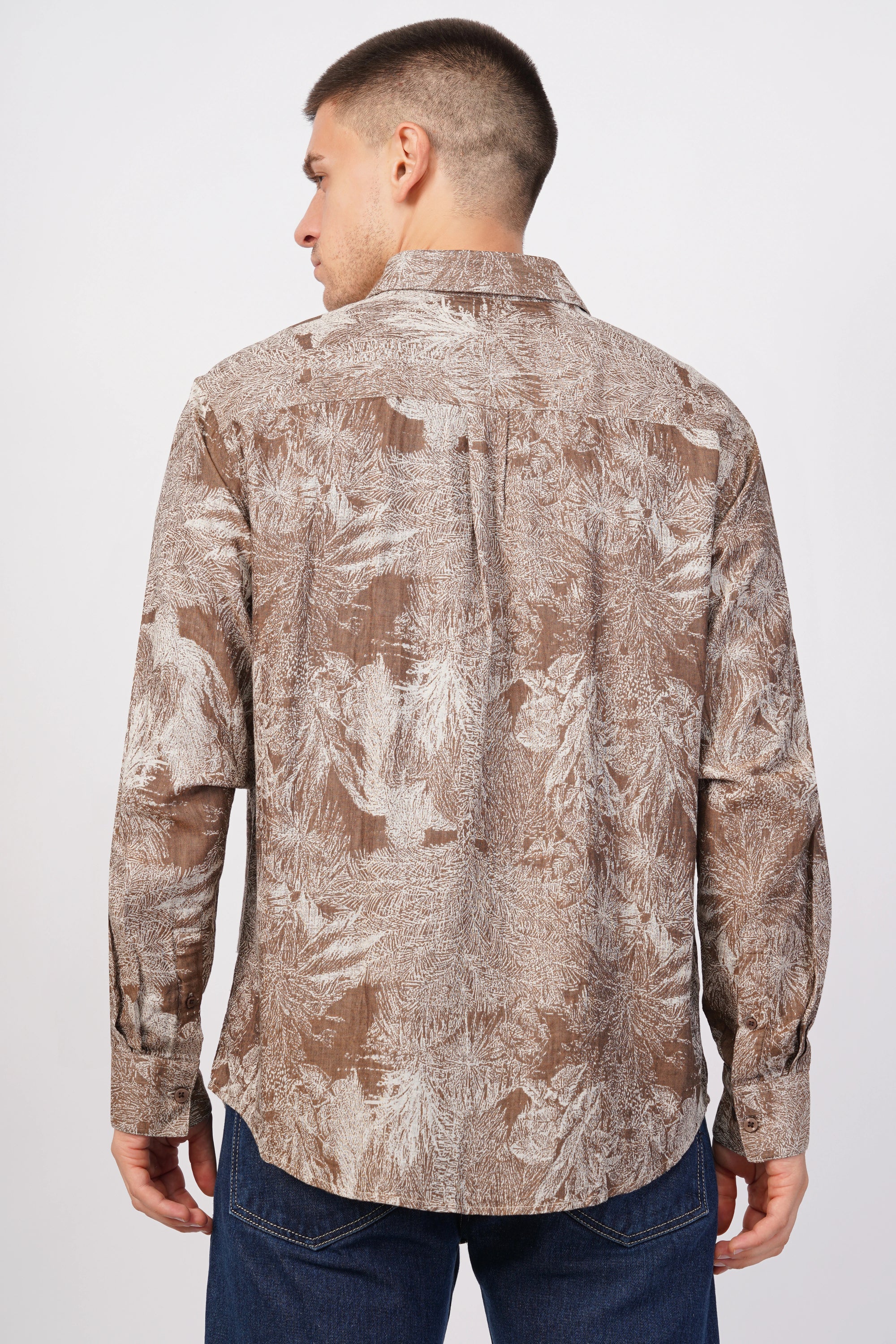 Relaxed Fit Brown Printed Shirt