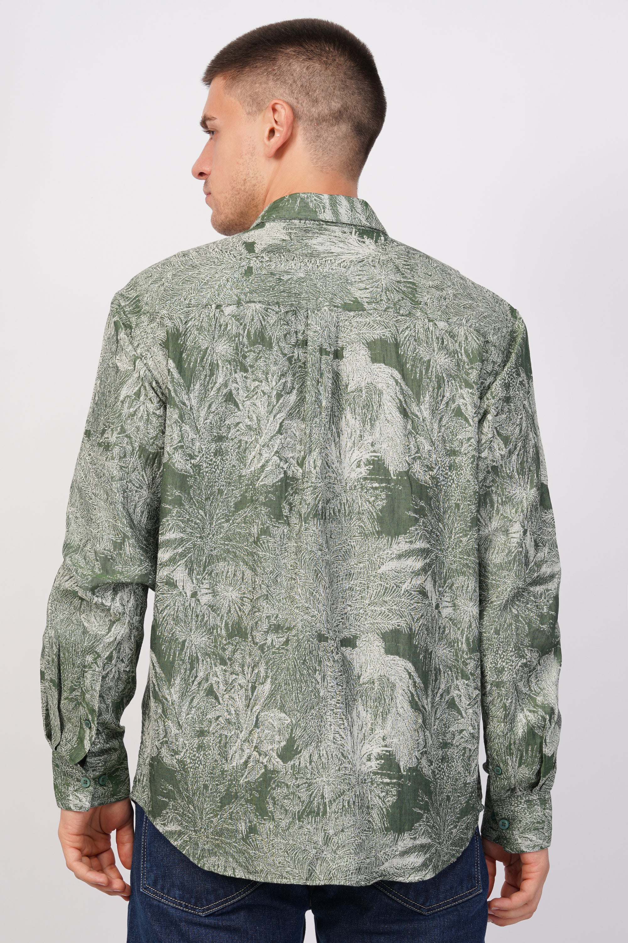 Relaxed Fit Green Printed Shirt