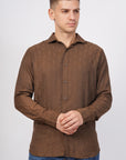 Tapered Fit Brown Full Sleeve Shirt