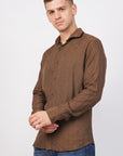 Tapered Fit Brown Full Sleeve Shirt