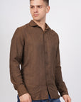 Tapered Fit Brown Full Sleeve Shirt