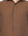 Tapered Fit Brown Full Sleeve Shirt