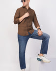 Tapered Fit Brown Full Sleeve Shirt