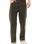 Straight Fit Dark Green Denim Pants
