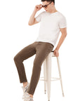 Comfort Fit Wood Brown Denim Pants