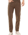 Comfort Fit Wood Brown Denim Pants