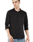 Slim Fit Black Full Sleeve Shirt