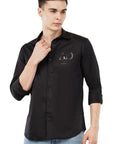 Slim Fit Black Full Sleeve Shirt