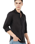 Slim Fit Black Full Sleeve Shirt