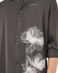 Relaxed Fit Dark Grey Floral Print Shirt