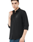 Slim Fit Black Full Sleeve Shirt