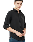 Slim Fit Black Full Sleeve Shirt