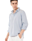 Sky Blue Embroidery Relaxed Fit Shirt