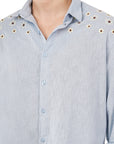 Sky Blue Embroidery Relaxed Fit Shirt