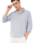 Sky Blue Embroidery Relaxed Fit Shirt
