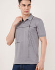 Grey Regular Fit Polo T-Shirt
