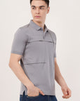 Grey Regular Fit Polo T-Shirt