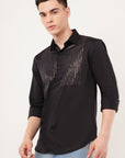 Black Slim Fit Stone Embellished Shirt