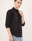 Black Slim Fit Stone Embellished Shirt