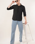 Black Slim Fit Stone Embellished Shirt