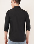 Slim Fit Black Foil Printed Shirt