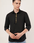 Slim Fit Black Foil Printed Shirt