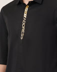 Slim Fit Black Foil Printed Shirt