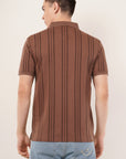 Long Stripe Brown Polo T-Shirt