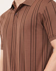 Long Stripe Brown Polo T-Shirt