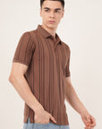 Long Stripe Brown Polo T-Shirt