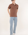 Long Stripe Brown Polo T-Shirt