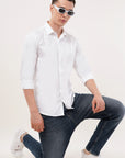 White Embellished Slim Fit Shirt