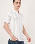 Long Stripe White Polo T-Shirt
