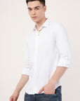 Slim Fit White Foil Printed Shirt